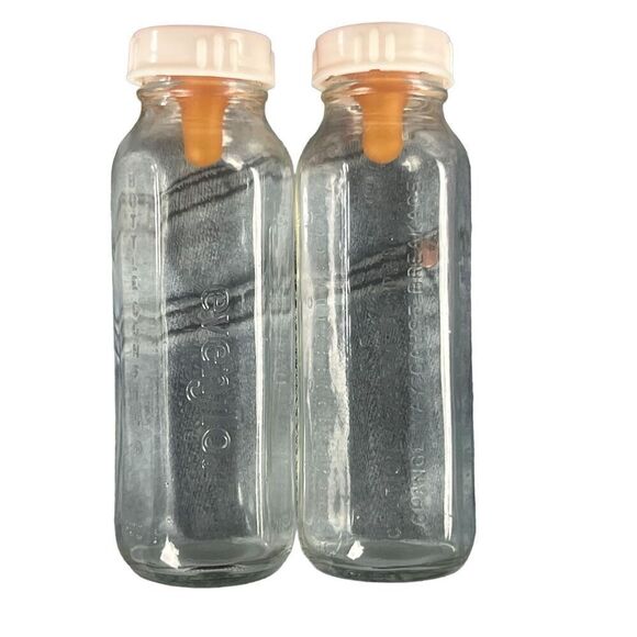 2 VTG 80s Evenflo Bottle Glass Nurser 8oz Includes Nipple New Package USA 1984 - Picture 4 of 6